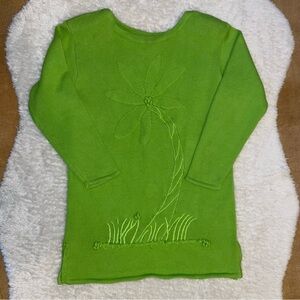Lilly Pulitzer vintage cotton bright green palm tree embroidered knit sweater